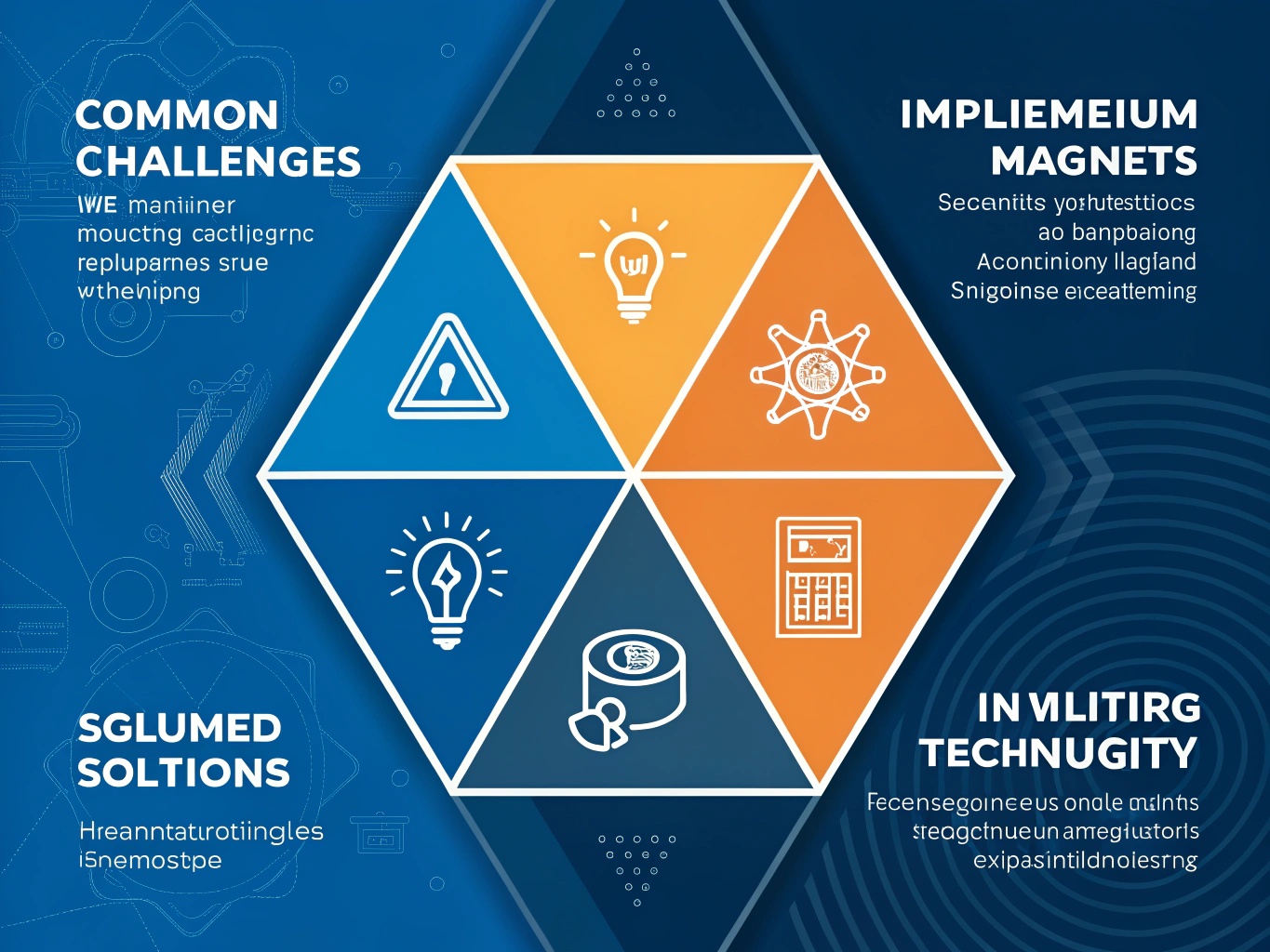 Infographic showing solutions to common neodymium magnet implementation challenges