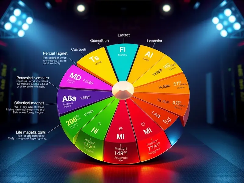 Detailed pie chart showing precise elemental composition of neodymium magnets with performance characteristics