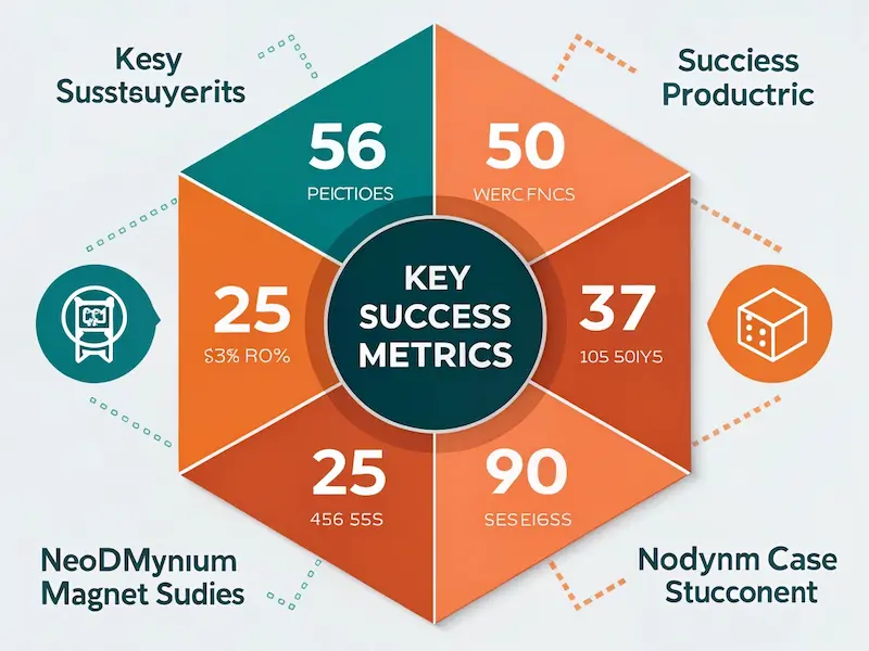 Infographic showing key success metrics from neodymium magnet case studies