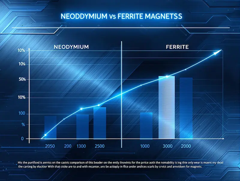 Comparative cost chart showing price differences between Neodymium and Ferrite magnets